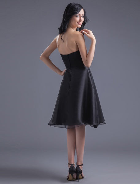 Bridesmaid Dress Strapless Backless Flowers Chiffon Dress