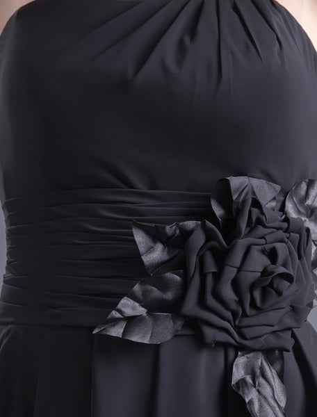 Bridesmaid Dress Strapless Backless Flowers Chiffon Dress