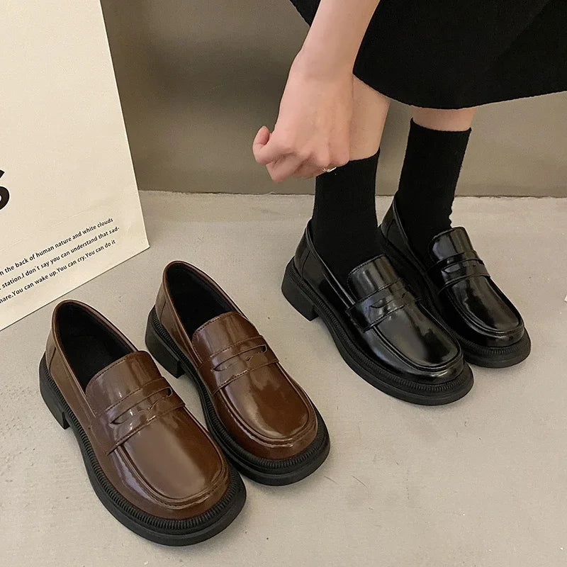 Brown Loafers Japanese School Students JK Uniform Shoes
