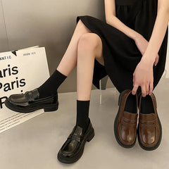 Brown Loafers Japanese School Students JK Uniform Shoes