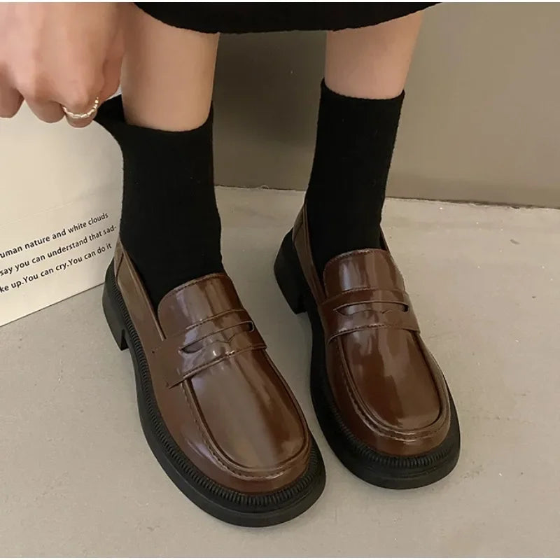 Brown Loafers Japanese School Students JK Uniform Shoes