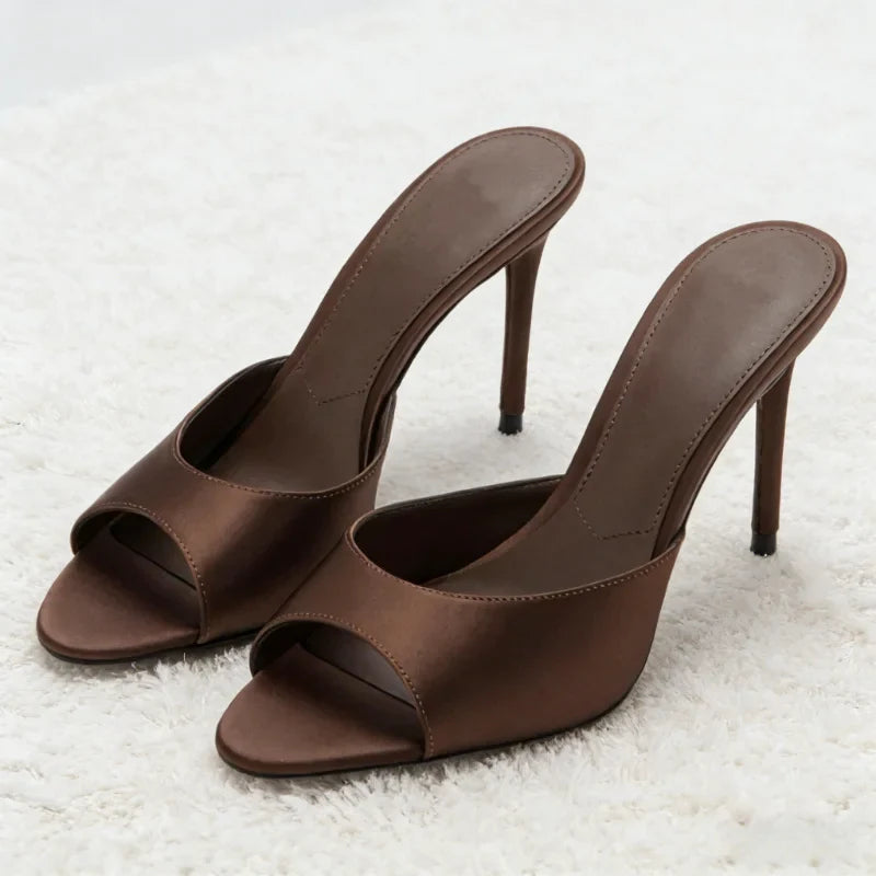 Brown Satin Heel