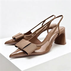 Burgundy Patent Leather Designer Pumps Pointed Toe Chunky High Heel