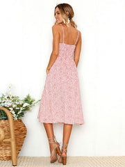 Cami Frou Straps Neck Grommets Polka Dot Polyester Beach Dress