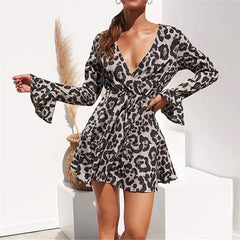Casual A-Line Vintage Clubwear V-Neck Party Mini Dress