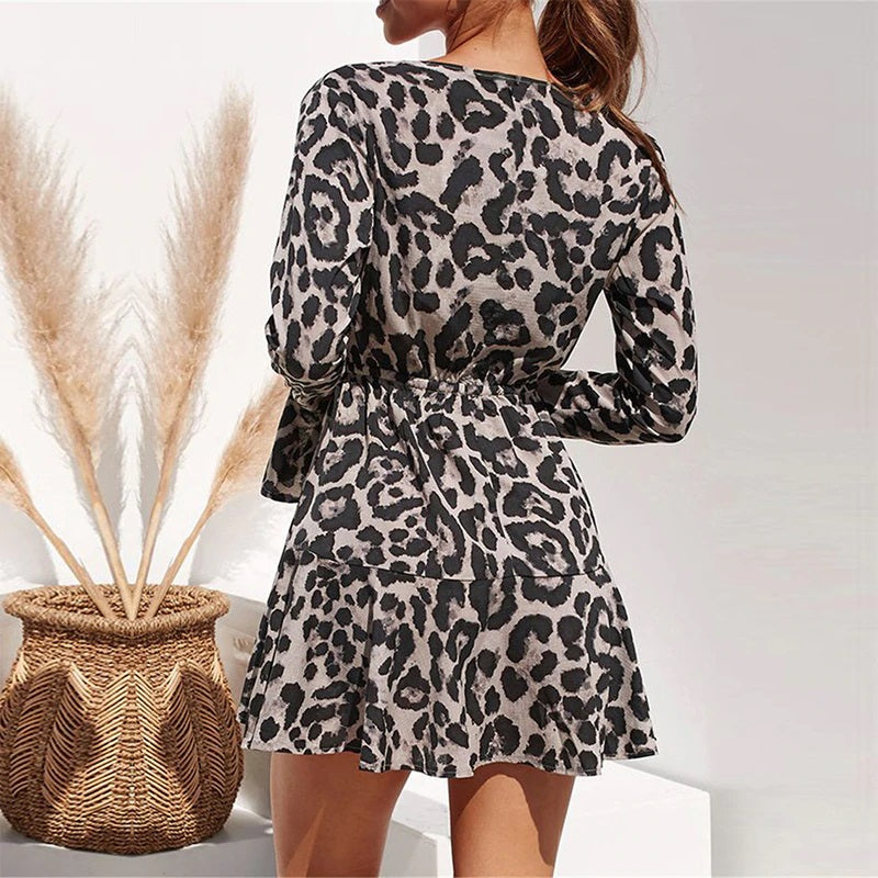Casual A-Line Vintage Clubwear V-Neck Party Mini Dress