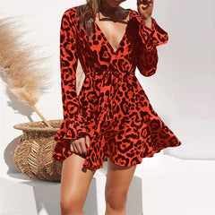 Casual A-Line Vintage Clubwear V-Neck Party Mini Dress