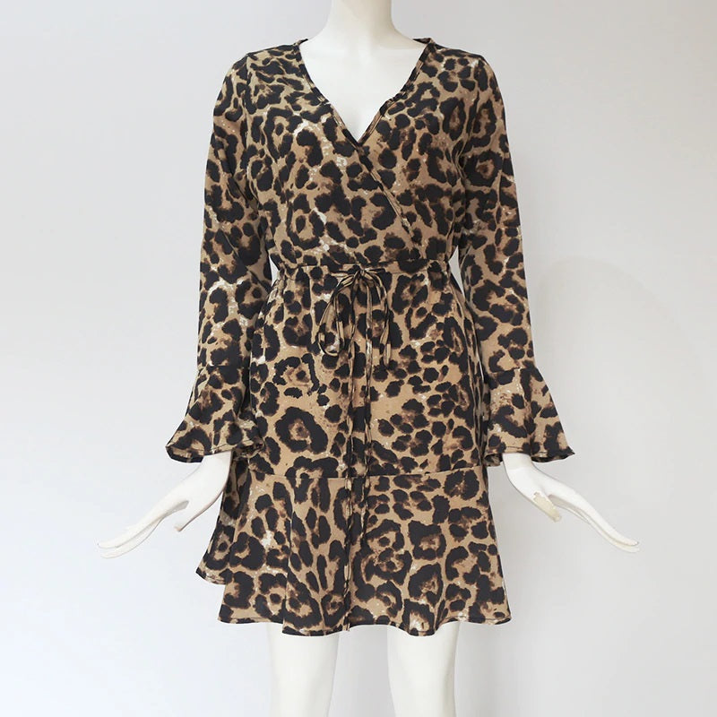 Casual A-Line Vintage Clubwear V-Neck Party Mini Dress