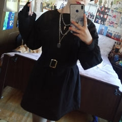 Casual A-line Dress Loose Lantern Sleeve Dress