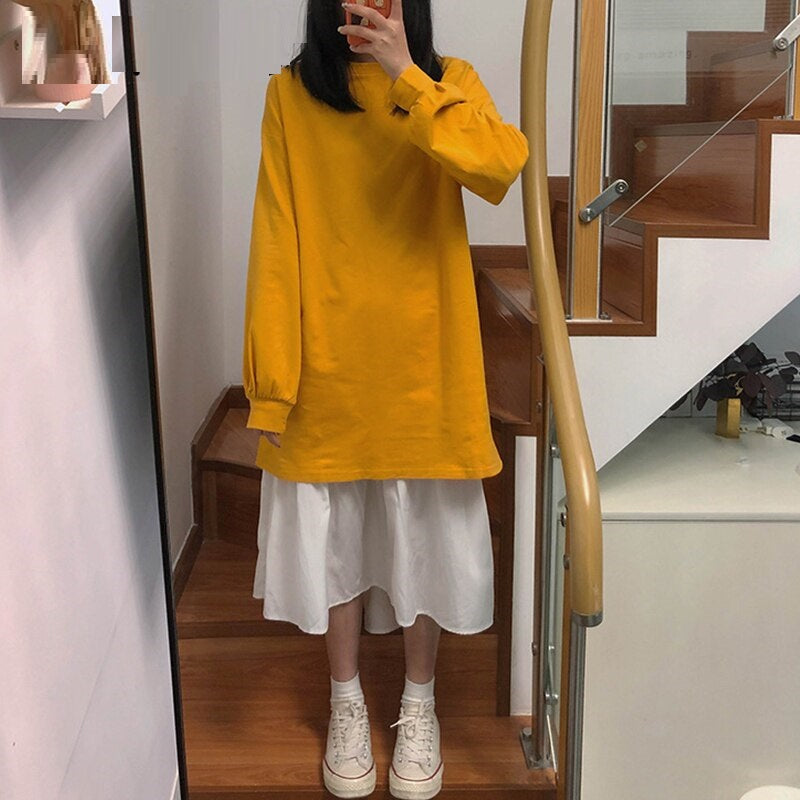 Casual A-line Dress Loose Lantern Sleeve Dress
