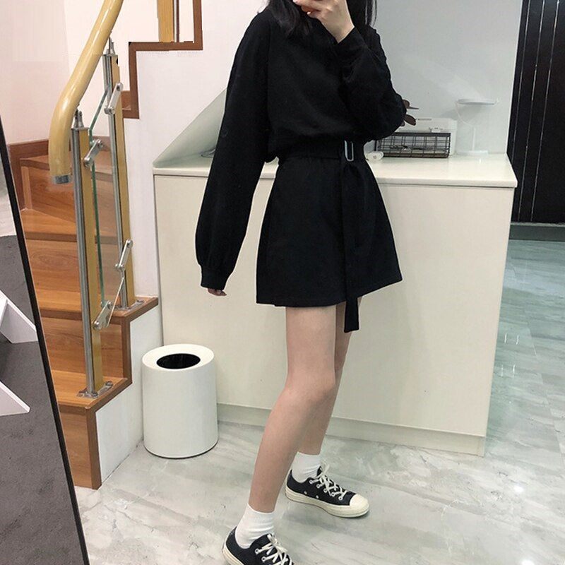 Casual A-line Dress Loose Lantern Sleeve Dress