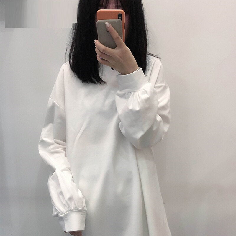 Casual A-line Dress Loose Lantern Sleeve Dress