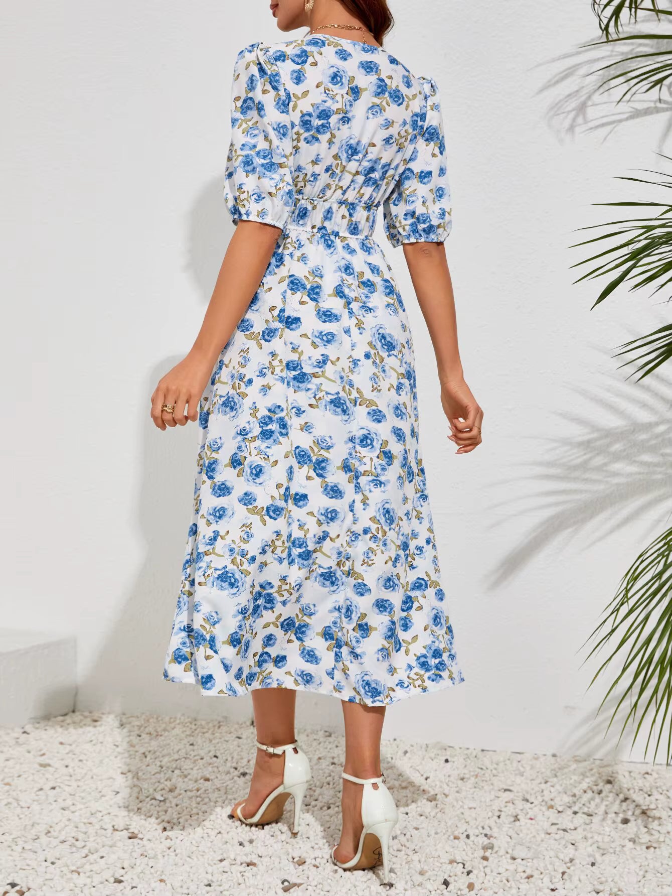 Bohemian Asymmetrical Pullover V-Neck Beach Style Geometric Design Sundress