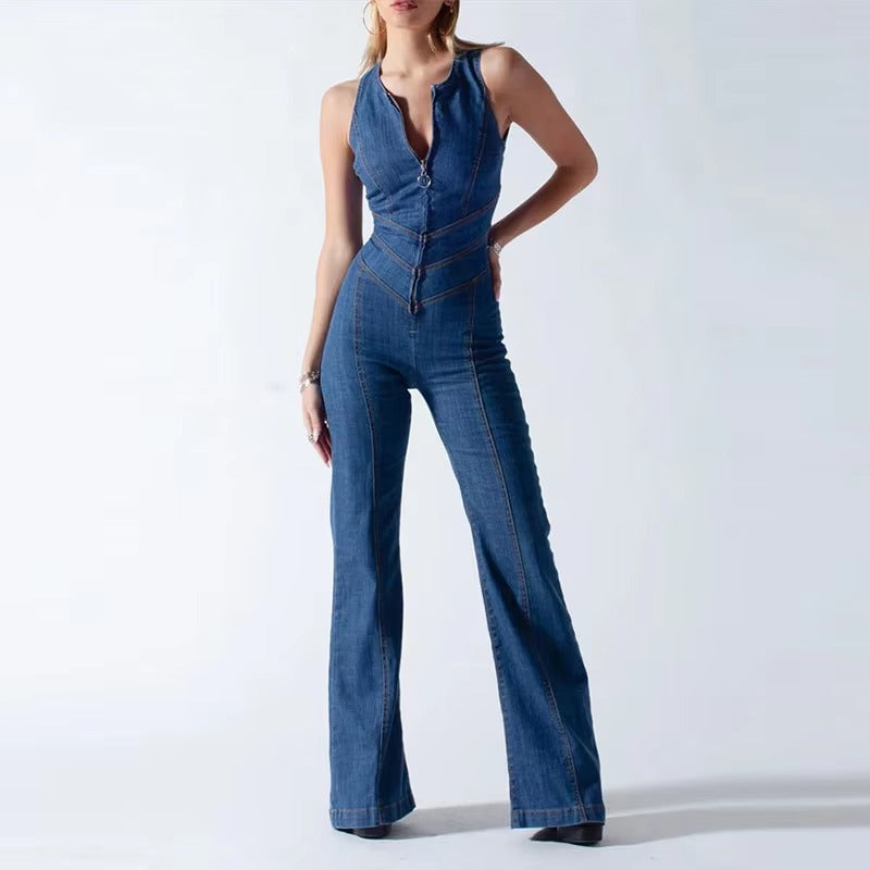 Casual Backless Heart Cutout Slim One-Piece Outfits Bodycon Jumpsuit