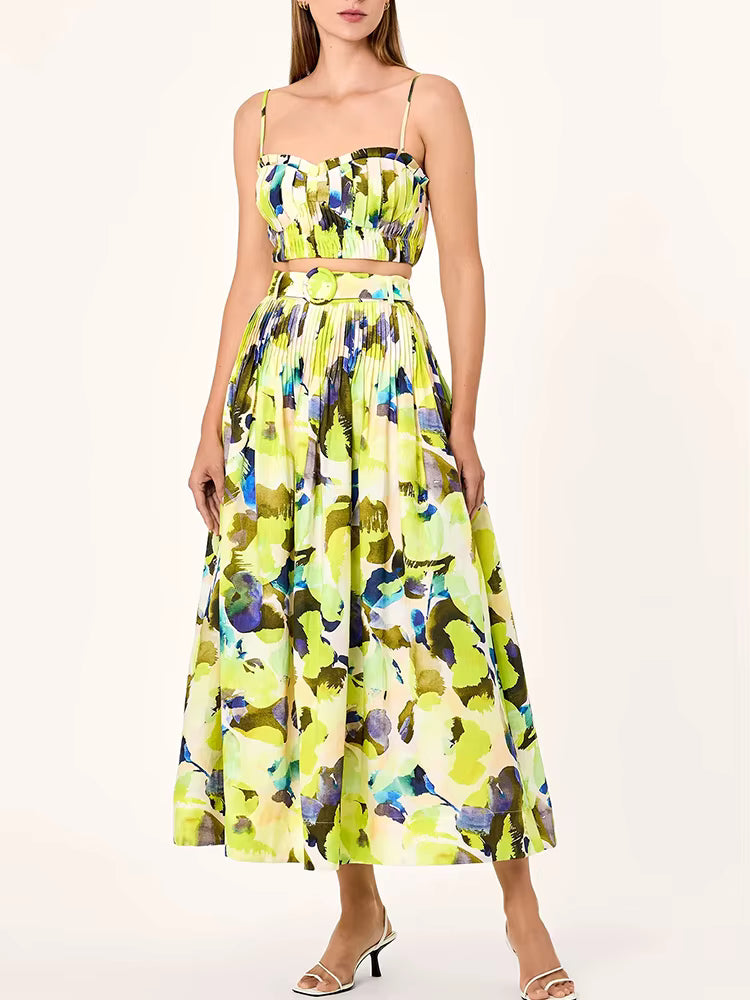 Casual Backless Tunic Tops And High Waist Long Skirts Two Piece Sets