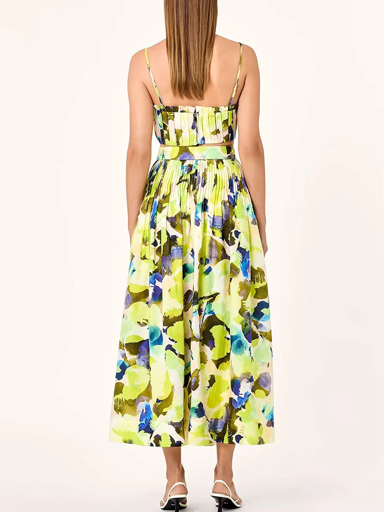 Casual Backless Tunic Tops And High Waist Long Skirts Two Piece Sets