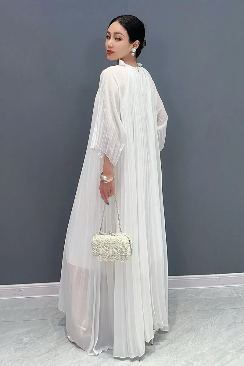 Casual Bract Neck Flower Bract Sleeve Lace Fold Dresses