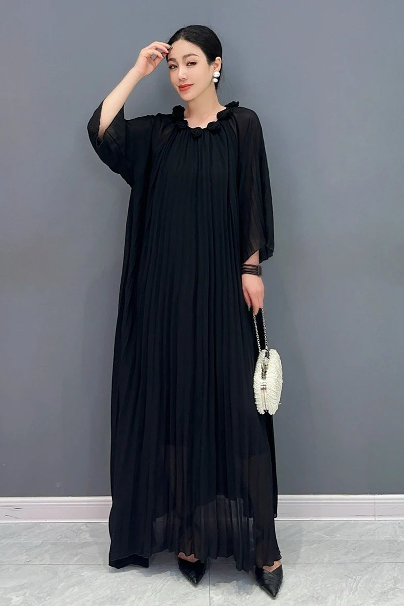 Casual Bract Neck Flower Bract Sleeve Lace Fold Dresses