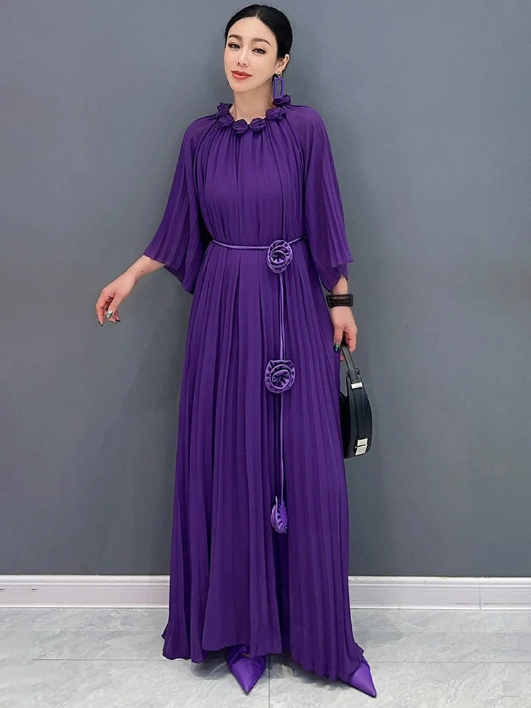 Casual Bract Neck Flower Bract Sleeve Lace Fold Dresses