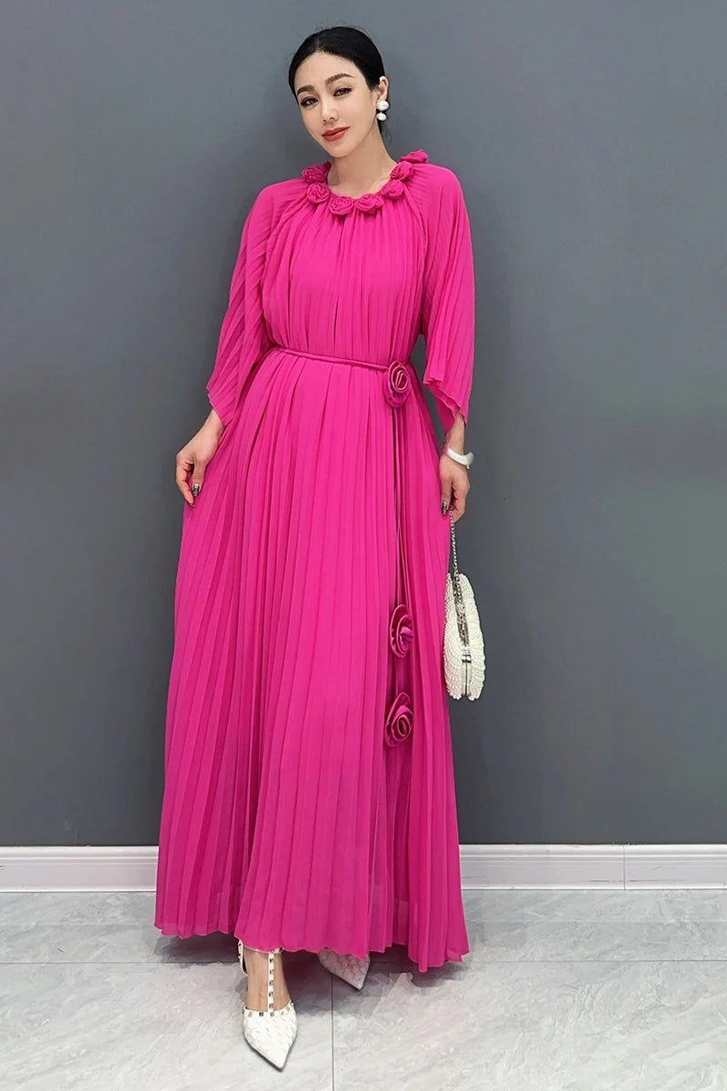 Casual Bract Neck Flower Bract Sleeve Lace Fold Dresses