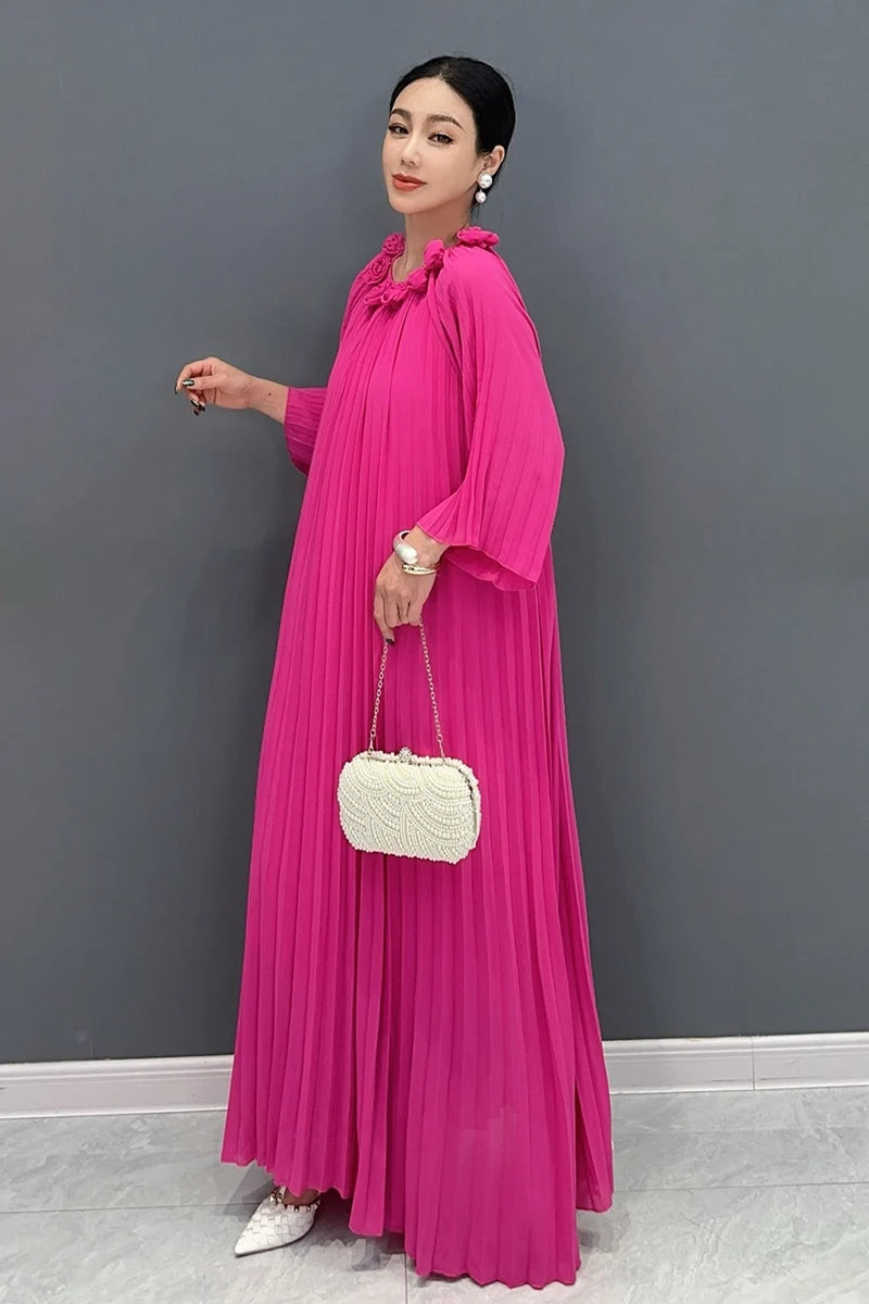 Casual Bract Neck Flower Bract Sleeve Lace Fold Dresses