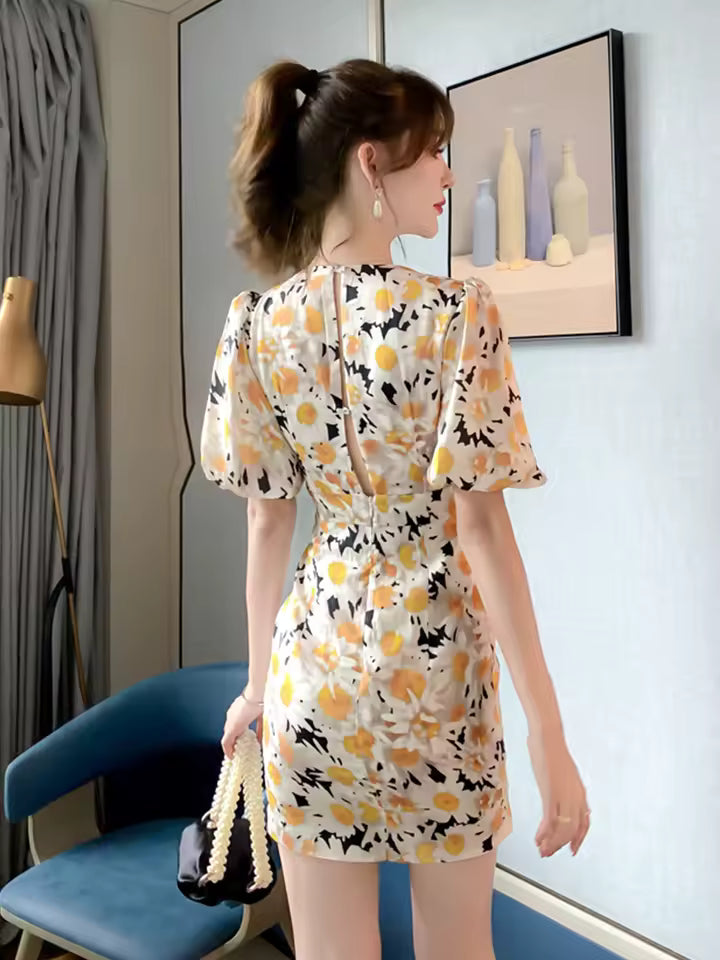 Casual Comfortable Slim Print Formal Non Stretch Mini Dress