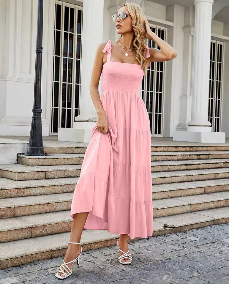 Casual Commuting Sleeveless Printed Long Tank Dress