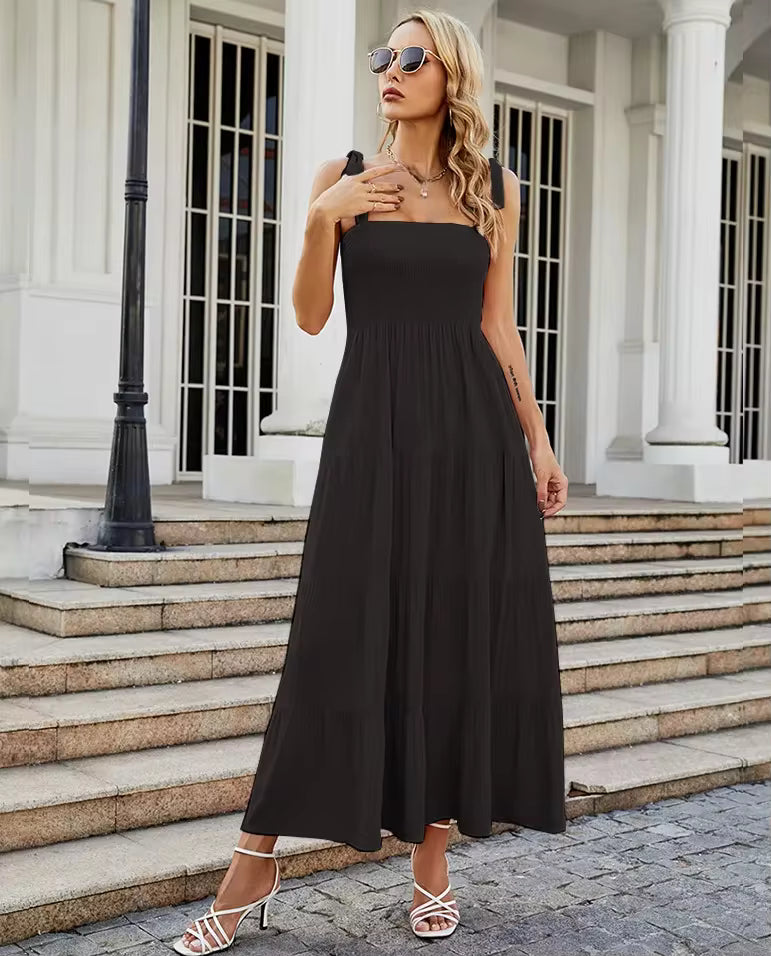 Casual Commuting Sleeveless Printed Long Tank Dress