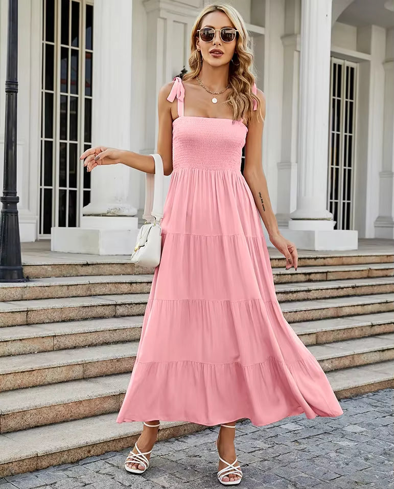 Casual Commuting Sleeveless Printed Long Tank Dress