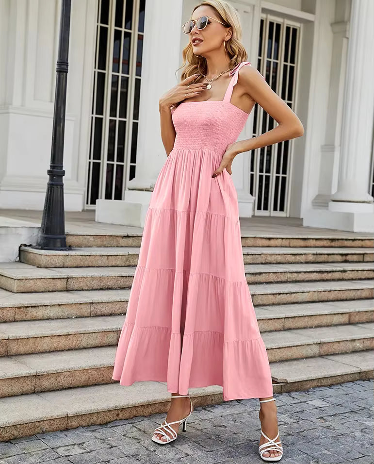 Casual Commuting Sleeveless Printed Long Tank Dress