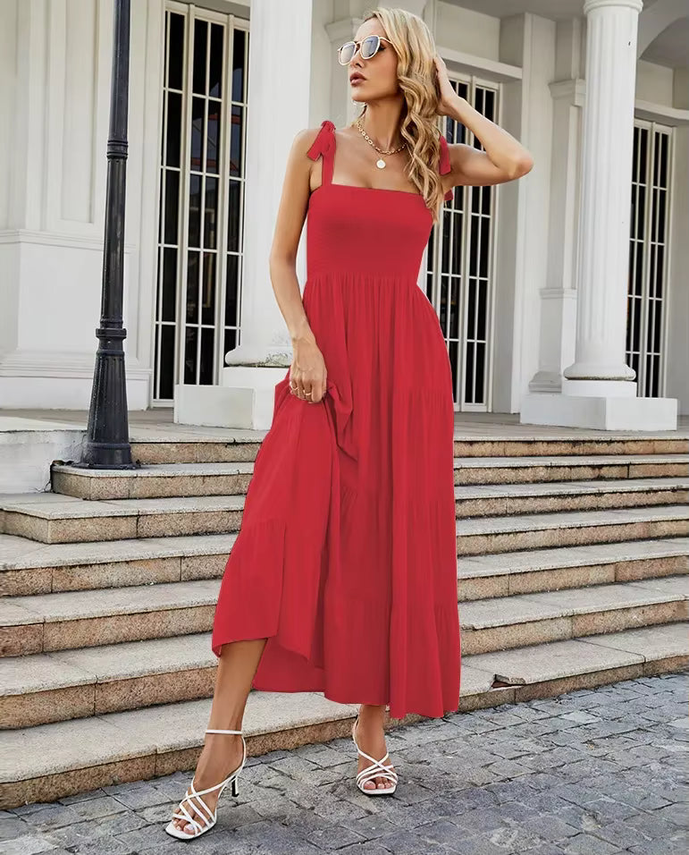 Casual Commuting Sleeveless Printed Long Tank Dress