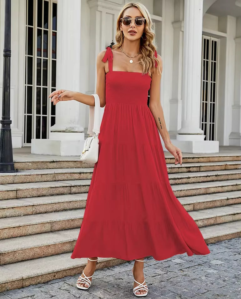 Casual Commuting Sleeveless Printed Long Tank Dress