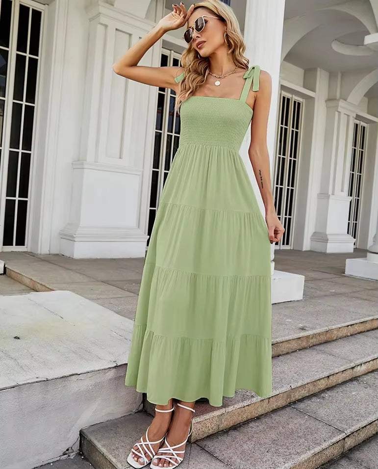 Casual Commuting Sleeveless Printed Long Tank Dress