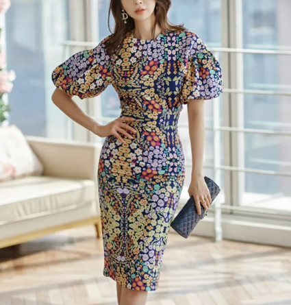 Casual Cropped Top Blouses And High Waist Sheath Pencil Bodycon Skirts Two Pieces Set
