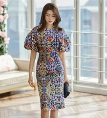 Casual Cropped Top Blouses And High Waist Sheath Pencil Bodycon Skirts Two Pieces Set