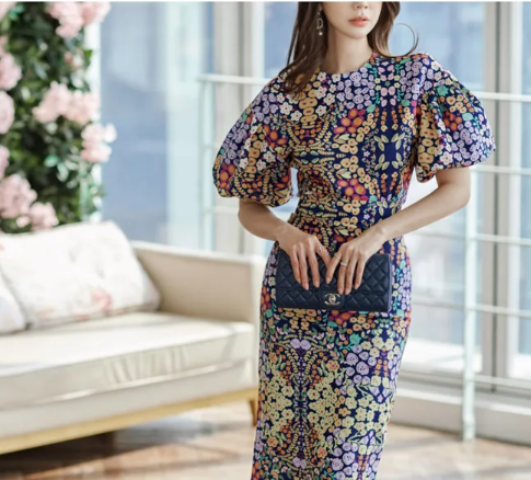 Casual Cropped Top Blouses And High Waist Sheath Pencil Bodycon Skirts Two Pieces Set