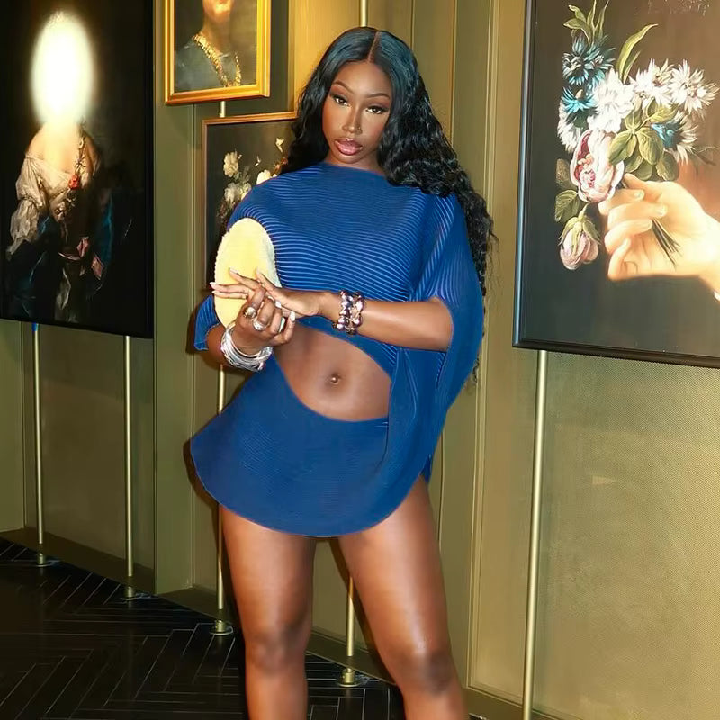 Casual Cut Out O Neck Short Sleeve Night Club Mini Wrap Dress