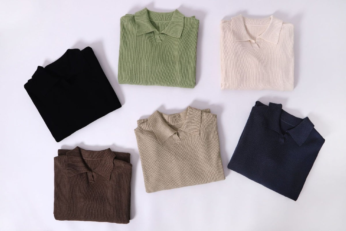Casual Design Knitting Turn-down Collar Loose Korean Sweater Dress