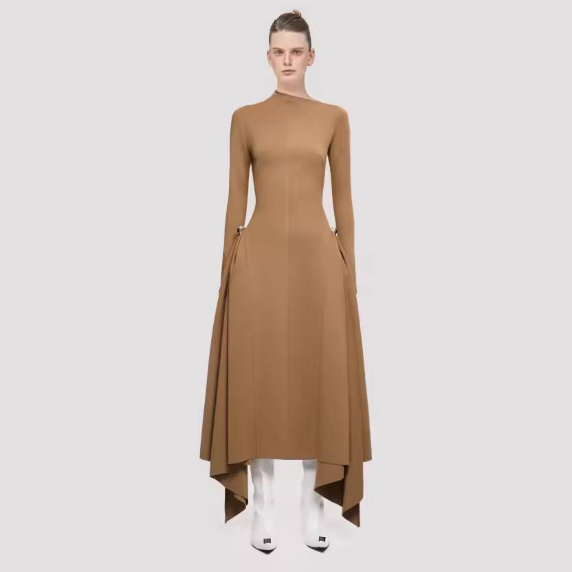 Casual Diagonal Collar Irregular Patchwork High Waist Maxi Dress