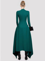 Casual Diagonal Collar Irregular Patchwork High Waist Maxi Dress