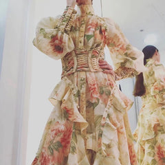 Casual Elastic Asymmetrical Floral Party Dress