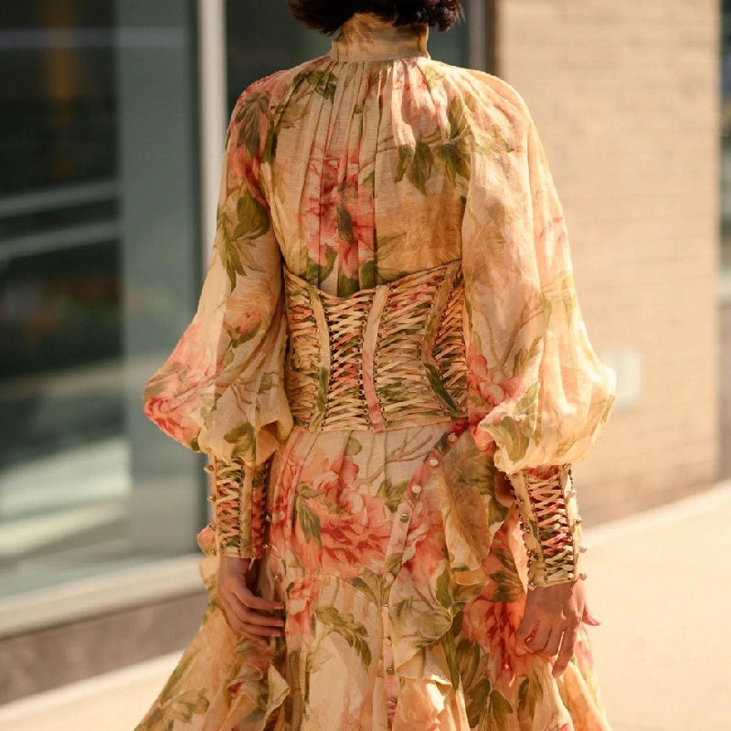 Casual Elastic Asymmetrical Floral Party Dress