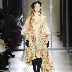 Casual Elastic Asymmetrical Floral Party Dress