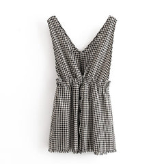 Casual Elastic Waist Buttons Pocket Mini Dress