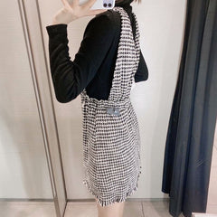 Casual Elastic Waist Buttons Pocket Mini Dress