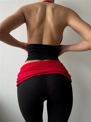 Casual Halter Skinny Crop Tops Long Pants Tracksuit Two Piece Set
