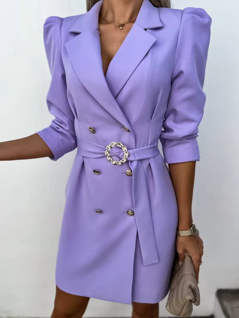 Casual Fit Comfortable Long Sleeved Printed Collar Suit Blazer Dress