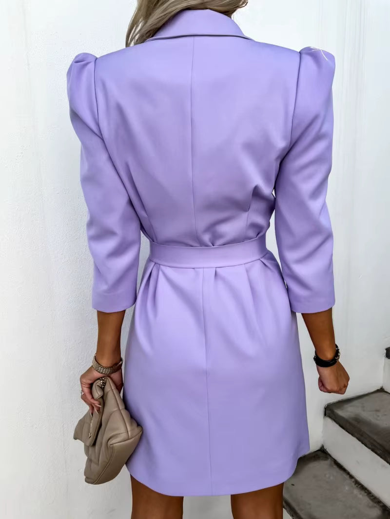 Casual Fit Comfortable Long Sleeved Printed Collar Suit Blazer Dress