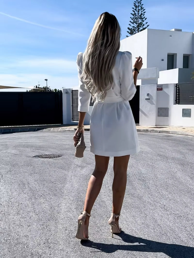 Casual Fit Comfortable Long Sleeved Printed Collar Suit Blazer Dress