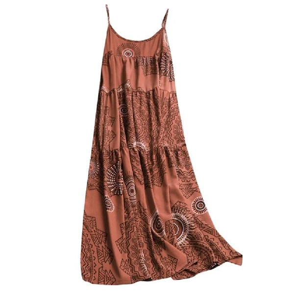 Casual Floral Print Sleeveless Long Dress